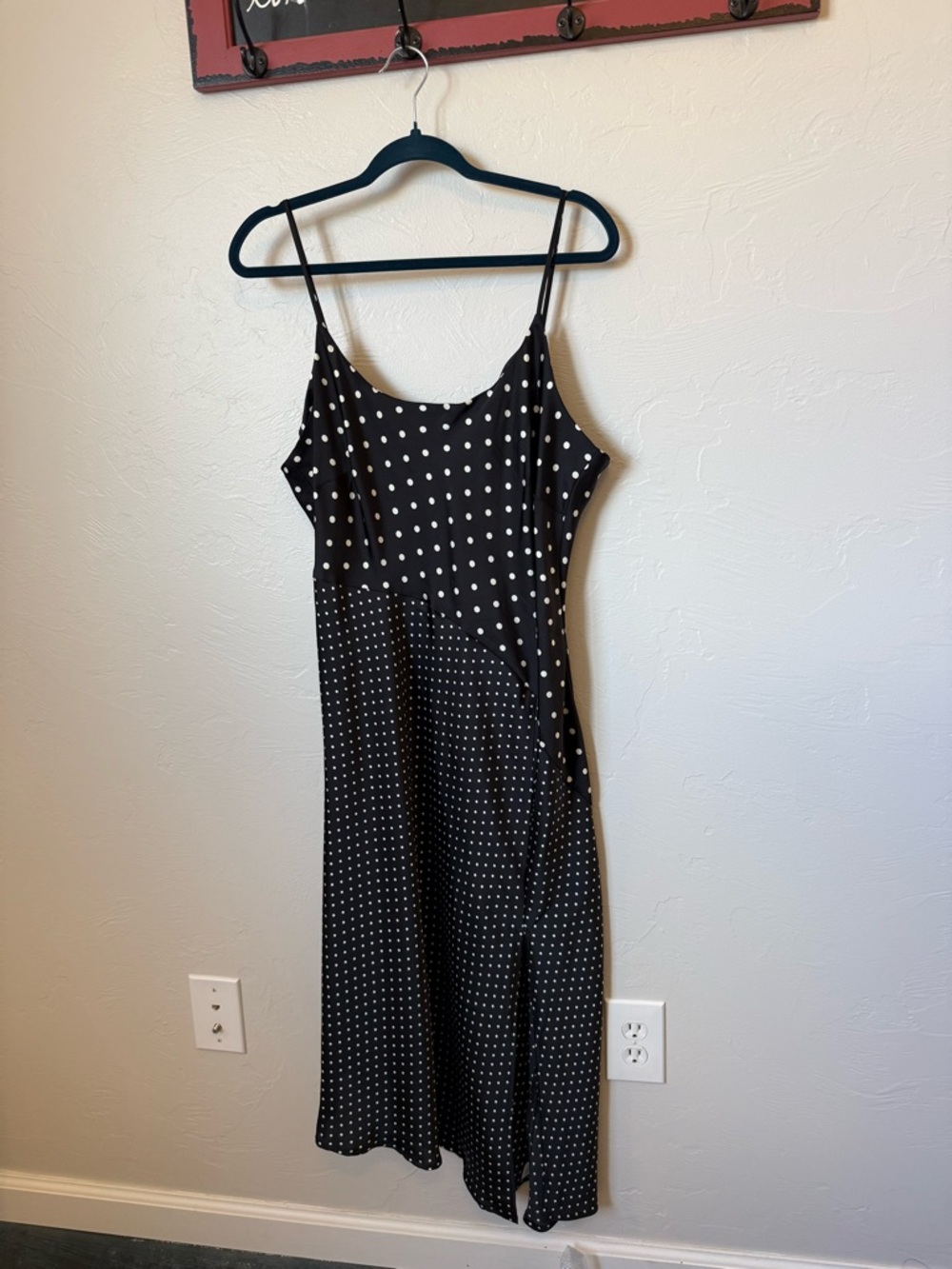 a new day Black and White Polka Dot Midi Slip Dress